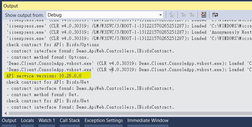 debug output
